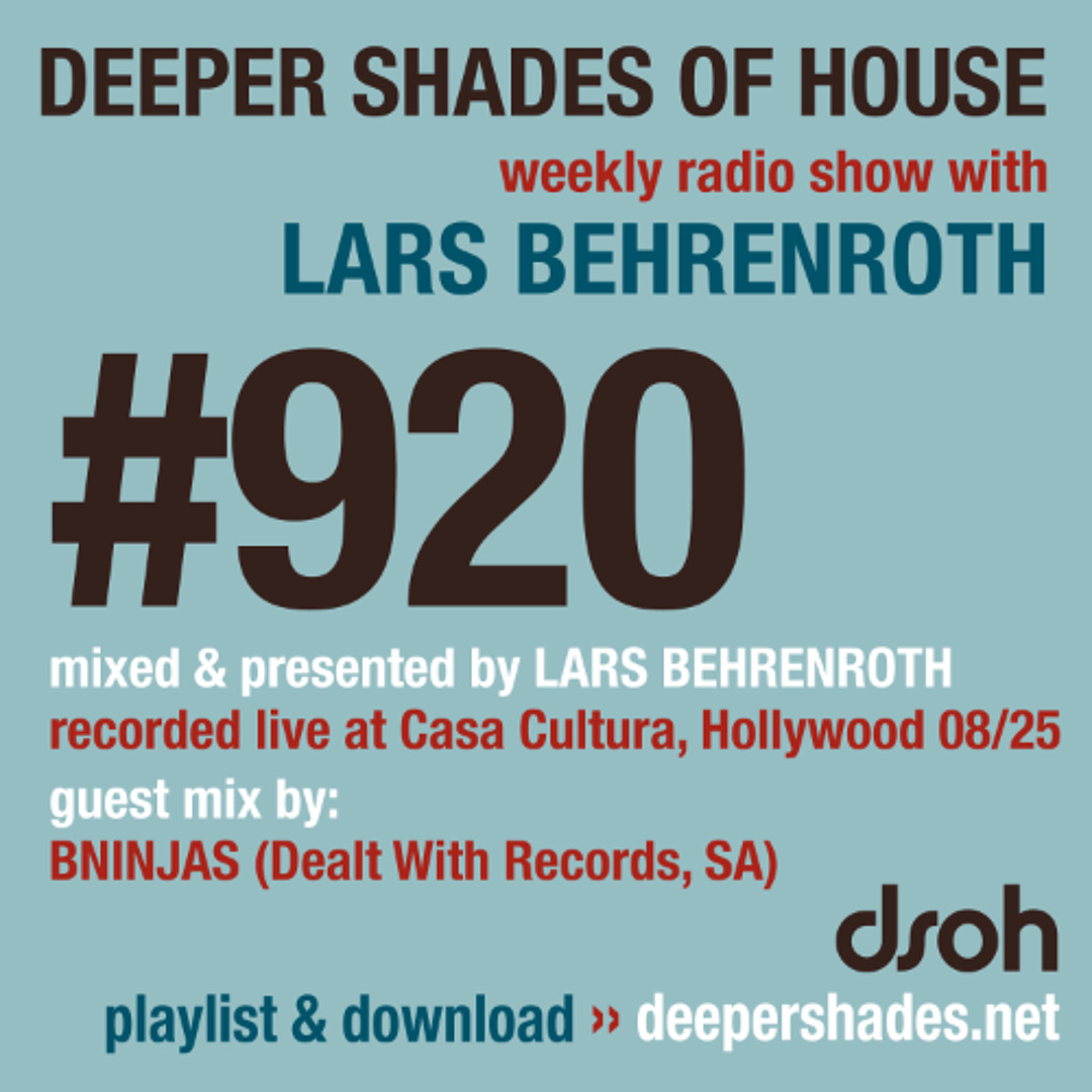 Cover von DSOH #920 Deeper Shades Of House w/ guest mix by BNINJAS